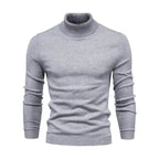 Camisola canelada homem gola alta quente manga comprida