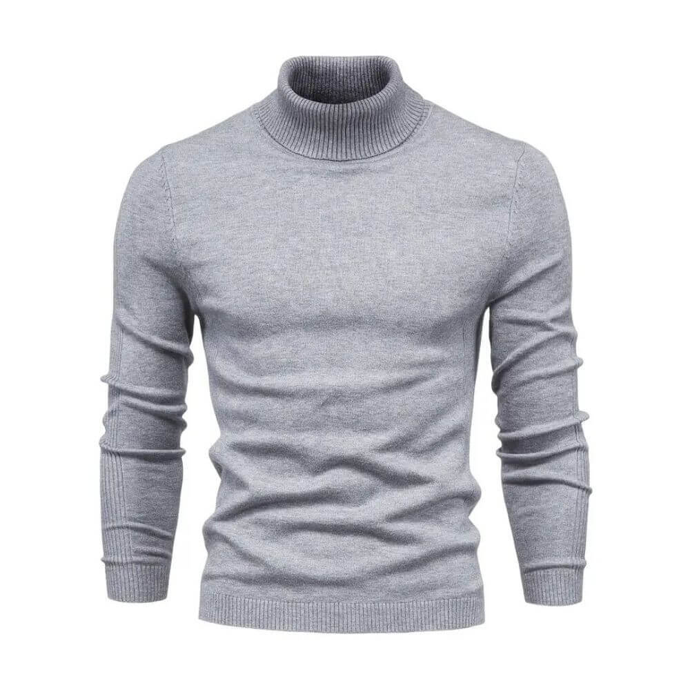 Camisola canelada homem gola alta quente manga comprida