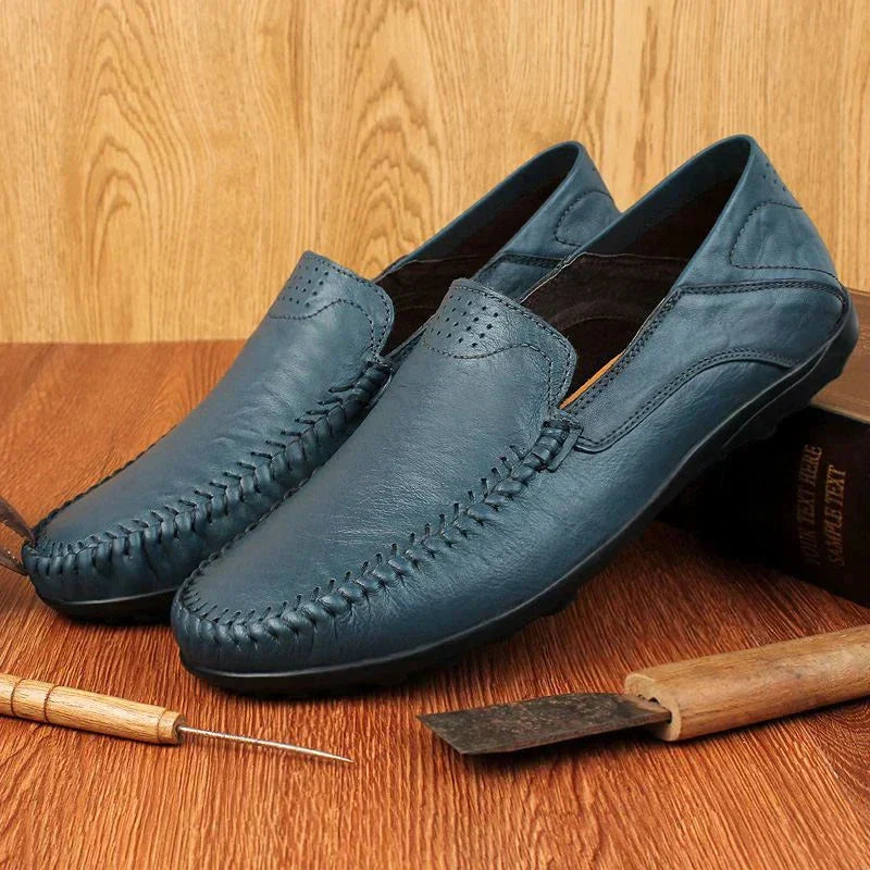 Mocassins de couro masculinos italianos 100% couro legítimo clássico