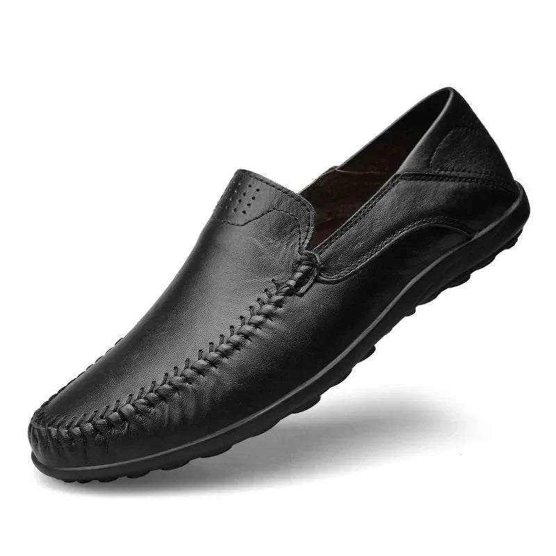 Mocassins de couro masculinos italianos 100% couro legítimo clássico
