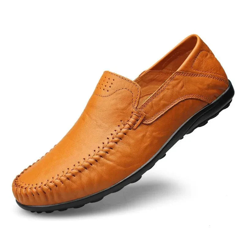 Mocassins de couro masculinos italianos 100% couro legítimo clássico