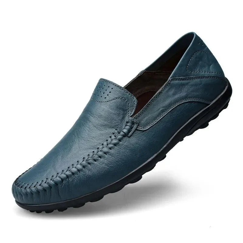Mocassins de couro masculinos italianos 100% couro legítimo clássico