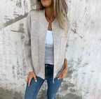 Casaco feminino impermeável com fecho de correr e forro isolante para outono e inverno