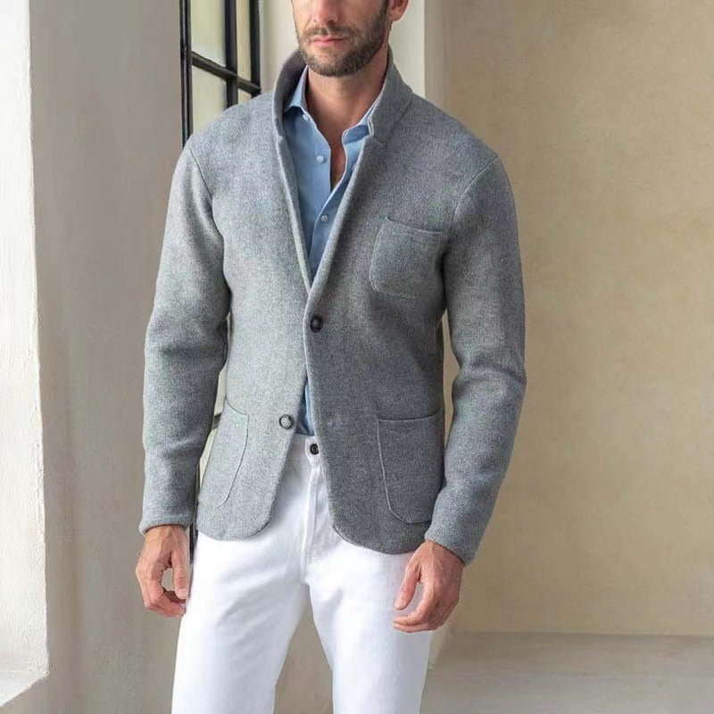 Cardigan masculino tricotado casual caimento moderno