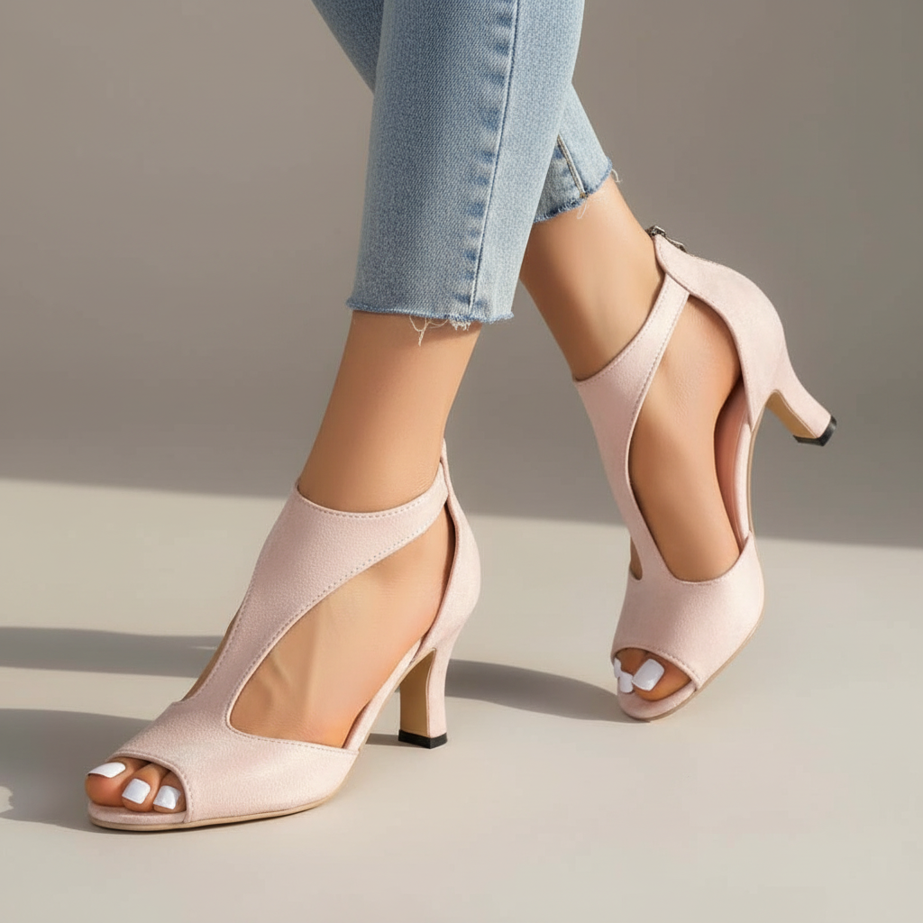Sapatos ortopédicos de salto femininos respiráveis com suporte traseiro estabilizado