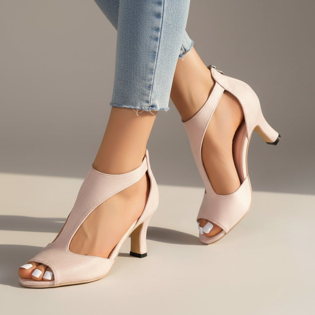 Sapatos ortopédicos de salto femininos respiráveis com suporte traseiro estabilizado