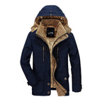 Parka de inverno homem forrada fleece com capuz design minimalista