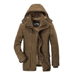 Parka de inverno homem forrada fleece com capuz design minimalista