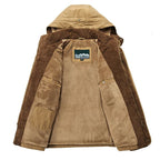Parka de inverno homem forrada fleece com capuz design minimalista