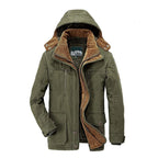 Parka de inverno homem forrada fleece com capuz design minimalista