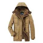 Parka de inverno homem forrada fleece com capuz design minimalista