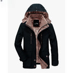 Parka de inverno homem forrada fleece com capuz design minimalista