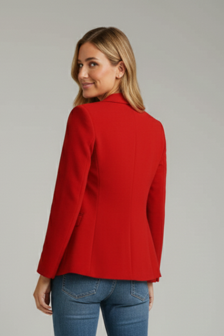 Blazer feminino lapela entalhada botão único corte estruturado