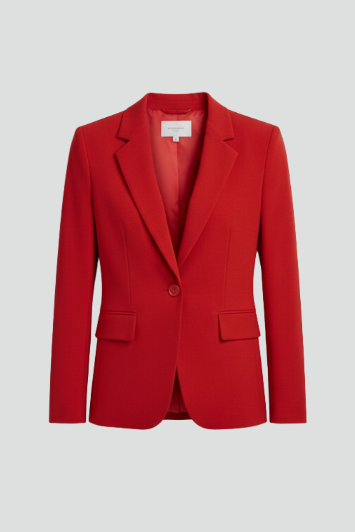Blazer feminino lapela entalhada botão único corte estruturado