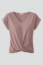 Blusa feminina decote V manga curta corte solto