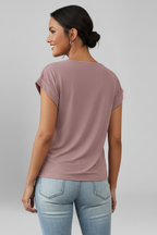 Blusa feminina decote V manga curta corte solto