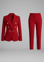 Conjunto feminino blazer duplo abotoamento com calças alfaiataria formal escritório