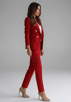 Conjunto feminino blazer duplo abotoamento com calças alfaiataria formal escritório