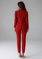Conjunto feminino blazer duplo abotoamento com calças alfaiataria formal escritório