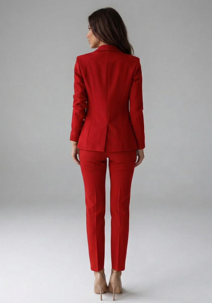 Conjunto feminino blazer duplo abotoamento com calças alfaiataria formal escritório