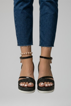 Sandálias ortopédicas femininas almofadadas slip-on biqueira aberta plataforma baixa