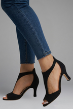 Sandálias ortopédicas femininas bico aberto salto médio slip-on
