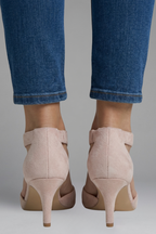 Sandálias ortopédicas femininas bico aberto salto médio slip-on