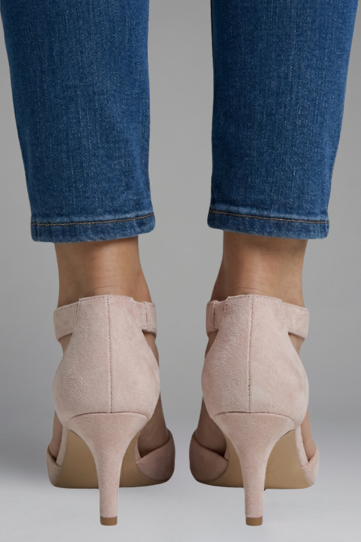Sandálias ortopédicas femininas bico aberto salto médio slip-on