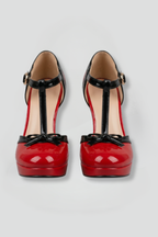 Sapatos de salto femininos ortopédicos tira em T biqueira redonda plataforma