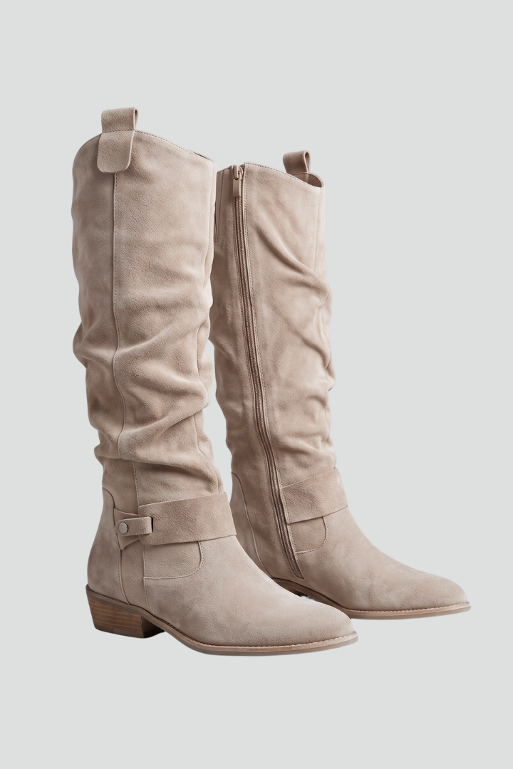 Botas altas ortopédicas femininas cano longo com zipper lateral e salto bloco