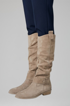 Botas altas ortopédicas femininas cano longo com zipper lateral e salto bloco