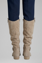 Botas altas ortopédicas femininas cano longo com zipper lateral e salto bloco