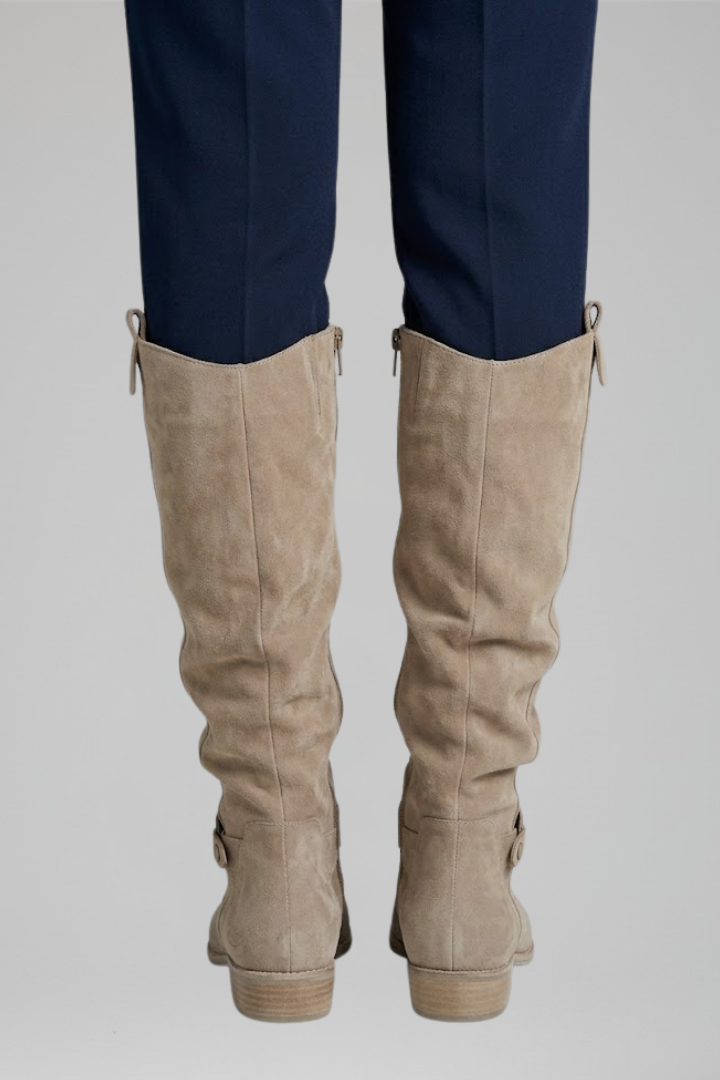 Botas altas ortopédicas femininas cano longo com zipper lateral e salto bloco