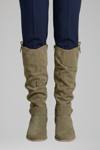 Botas altas ortopédicas femininas cano longo com zipper lateral e salto bloco