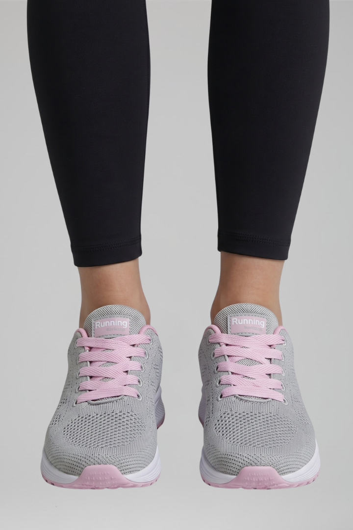 Sapatilhas ortopédicas femininas para caminhada com atacadores e malha respirável
