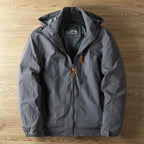 Jaqueta impermeável masculina com capuz e fecho zip leve