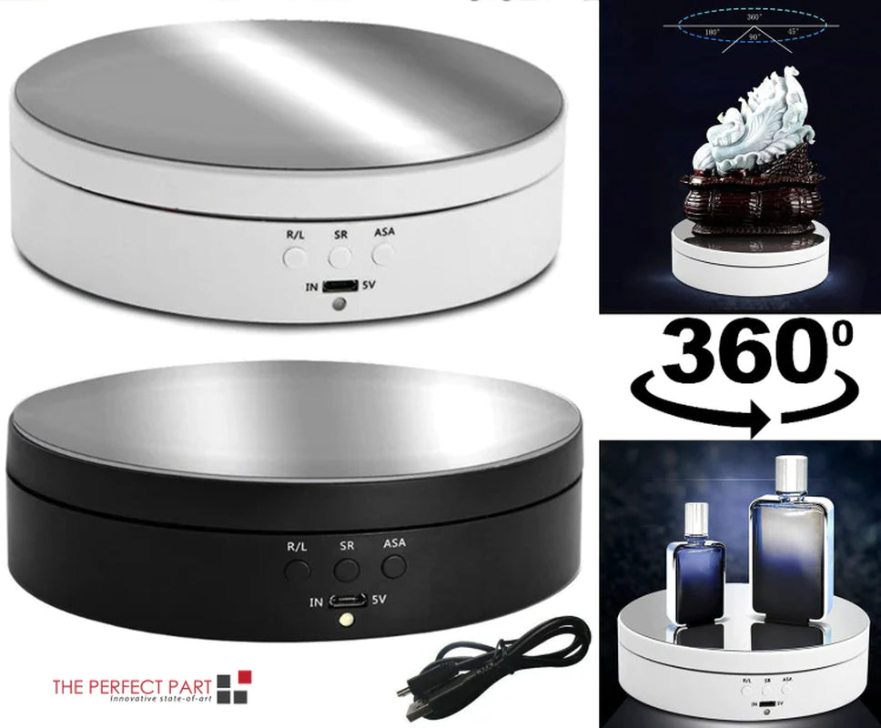 Base giratória elétrica 360° com velocidade ajustável para fotografia de produto