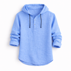 Camisa Henley homem com capuz e manga comprida fit regular casual