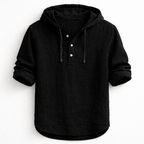 Camisa Henley homem com capuz e manga comprida fit regular casual