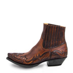 Botins femininos couro estilo western acima do tornozelo
