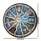 Puzzle redondo 1000 peças signos do zodíaco, design detalhado mate 67 cm
