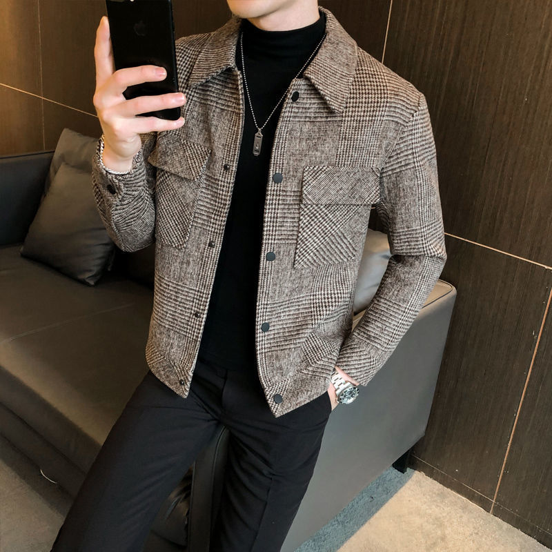Camisa jaqueta xadrez masculina corte relaxed com botões frontais