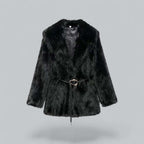 Casaco midi feminino com cinto, corte elegante para o inverno