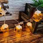 Guirlanda LED canecas de cerveja decoração Oktoberfest 2025, set de 2, luz quente