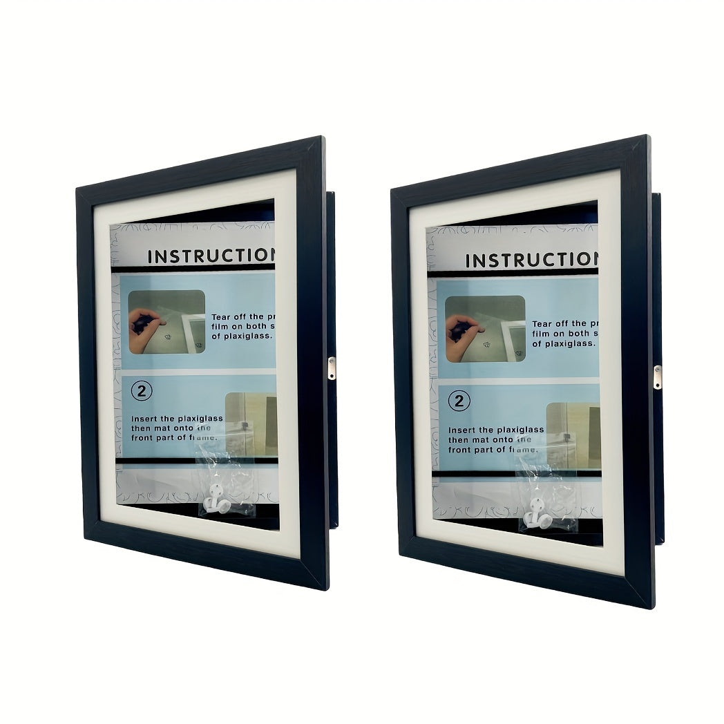 Molduras de arte magnéticas intercambiáveis com passe-partout, pack de 2, preto e madeira