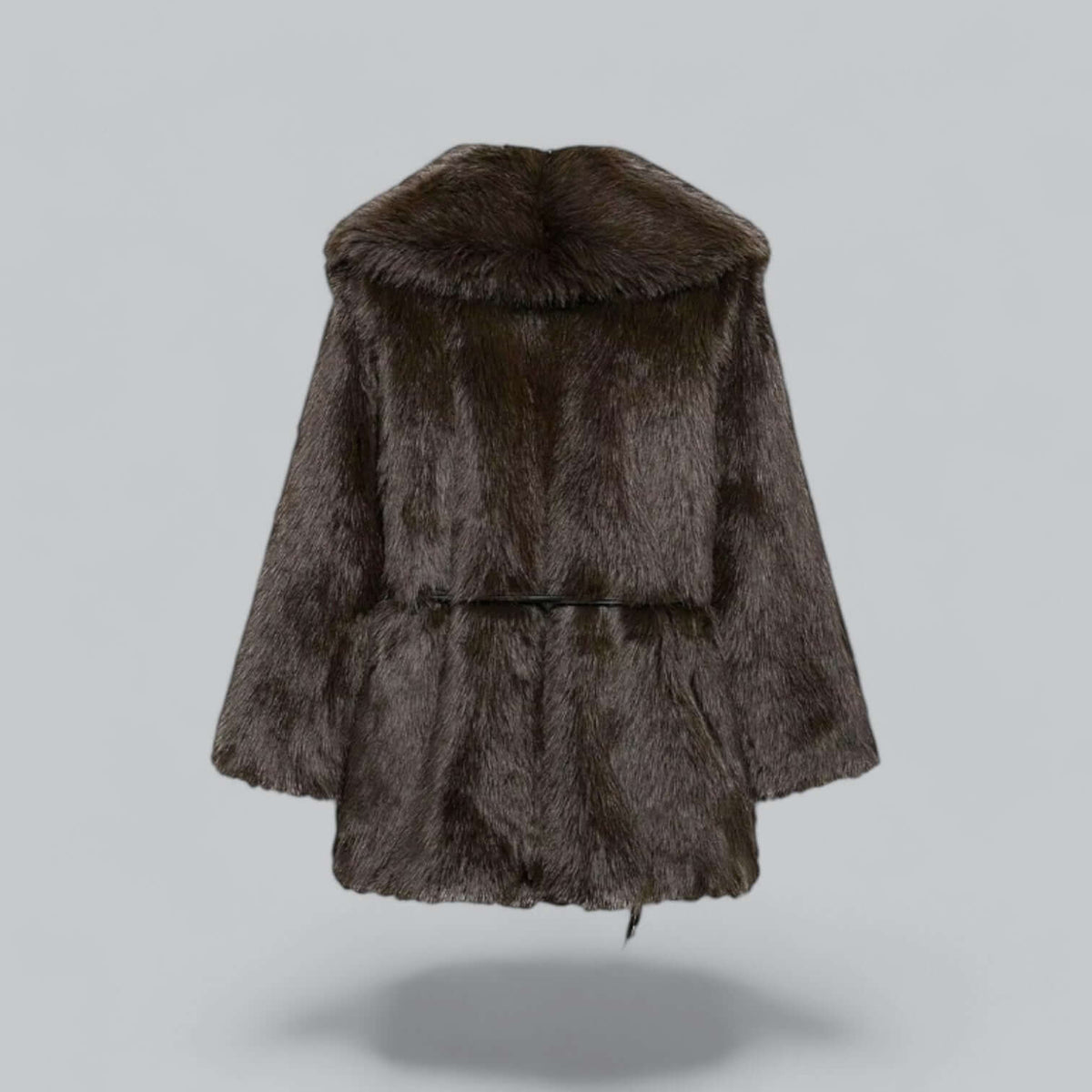 Casaco midi feminino com cinto, corte elegante para o inverno