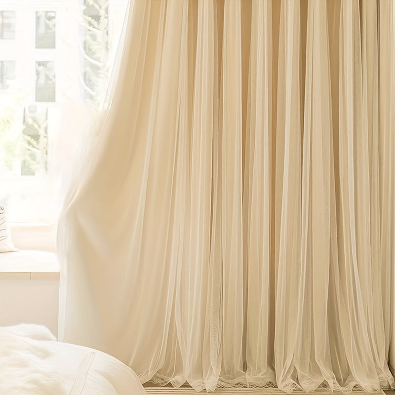 Cortinas blackout estilo princesa francês para quarto e sala, 2 peças com ganchos e argolas