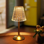 Candeeiro de mesa LED design cristal dourado sem fios com controlo tátil regulável