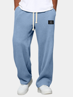 Calças de jogging masculinas waffle knit corte relaxado com cordão