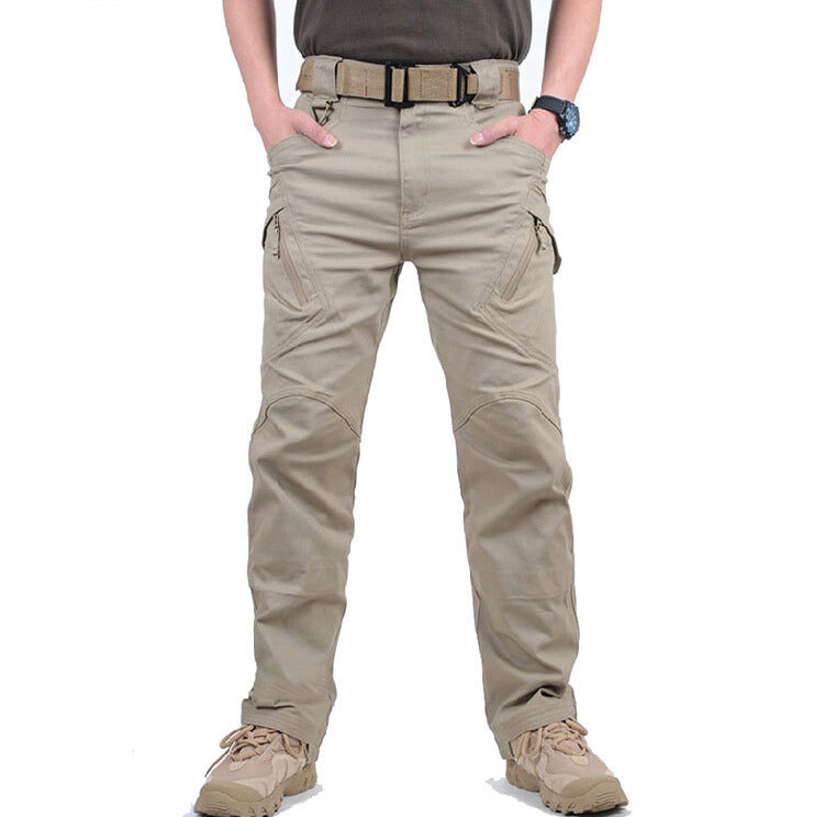 Calças cargo táticas masculinas para trekking com múltiplos bolsos e costuras reforçadas